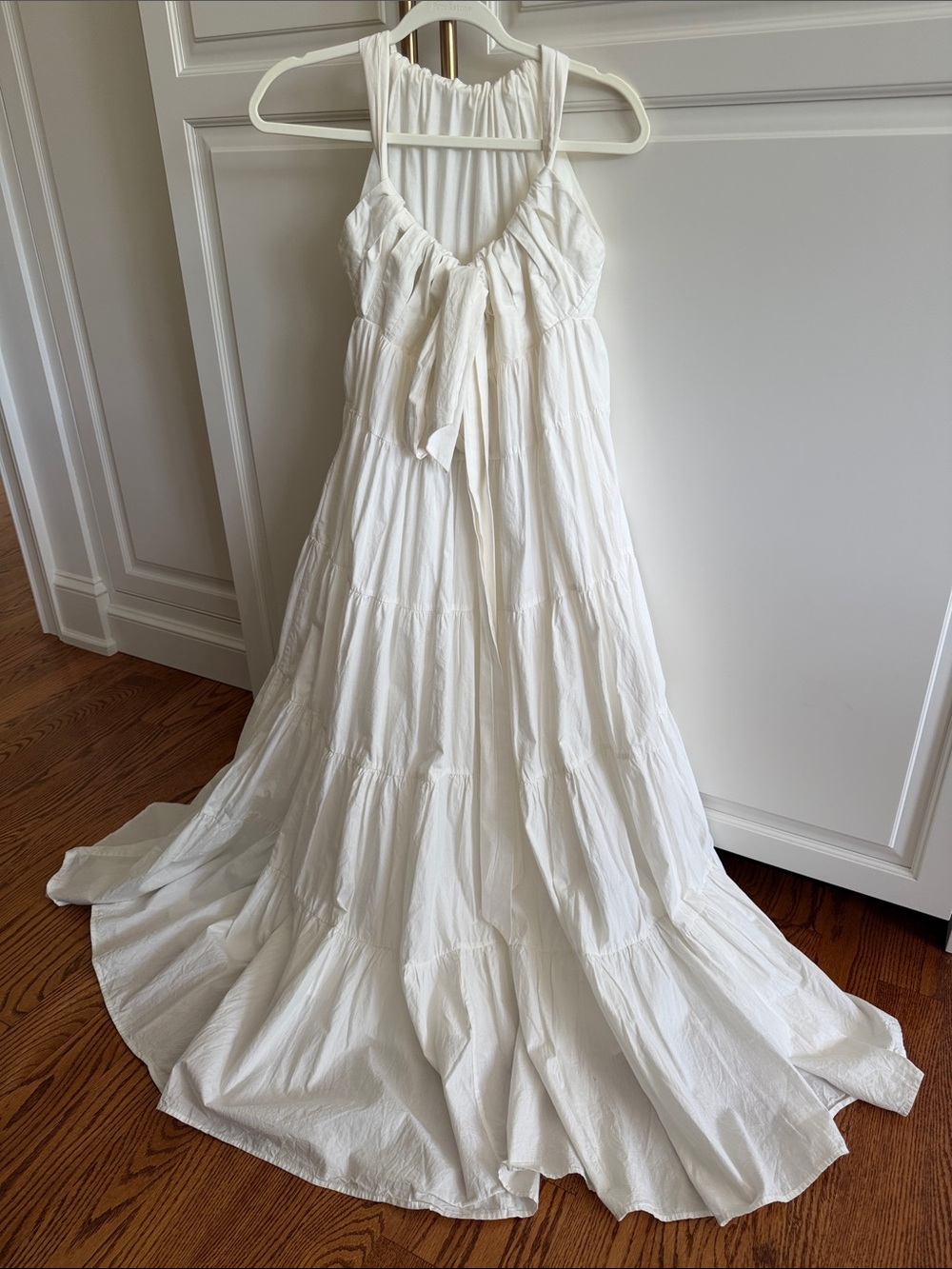 Forever That Girl from Anthro White Maxi Dress with Tie Back detail XS NWT